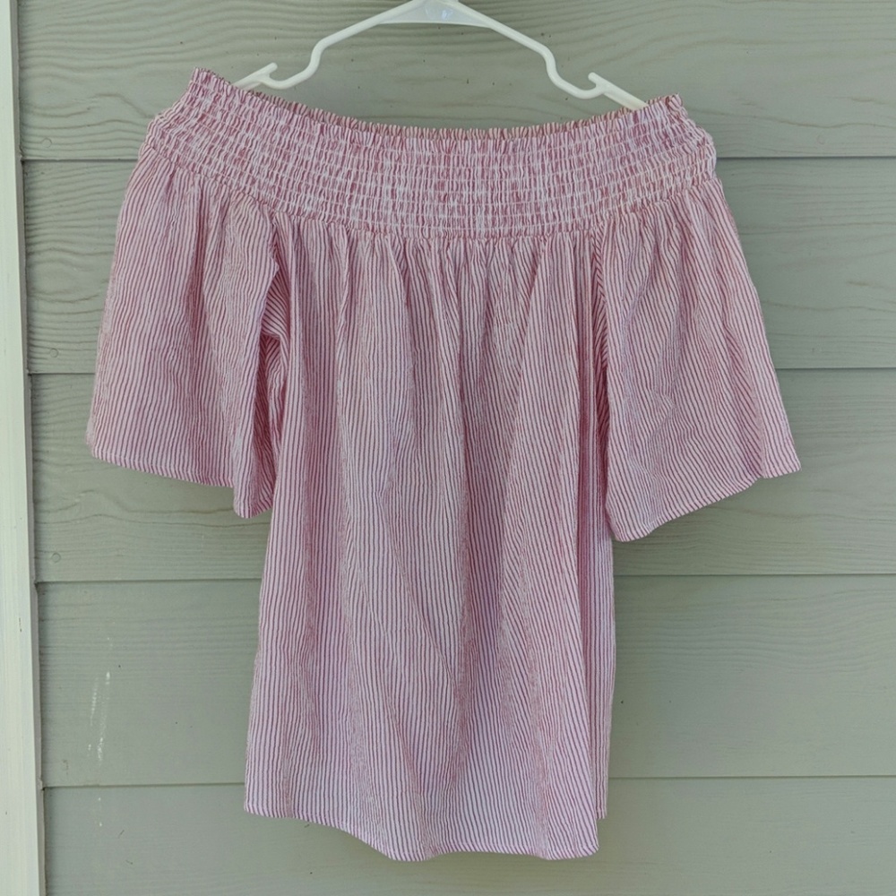 Striped off the shoulder top